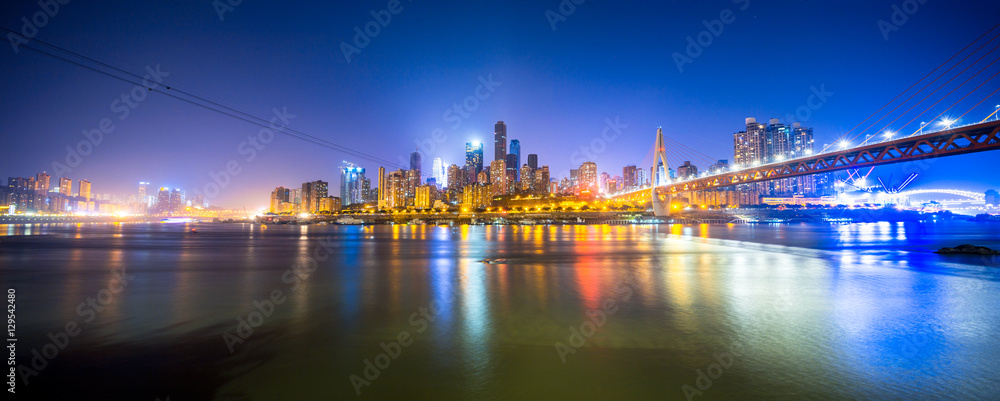 cityscape and skyline of chongqing new city at twilight