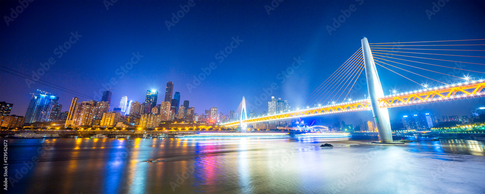 cityscape and skyline of chongqing new city at twilight