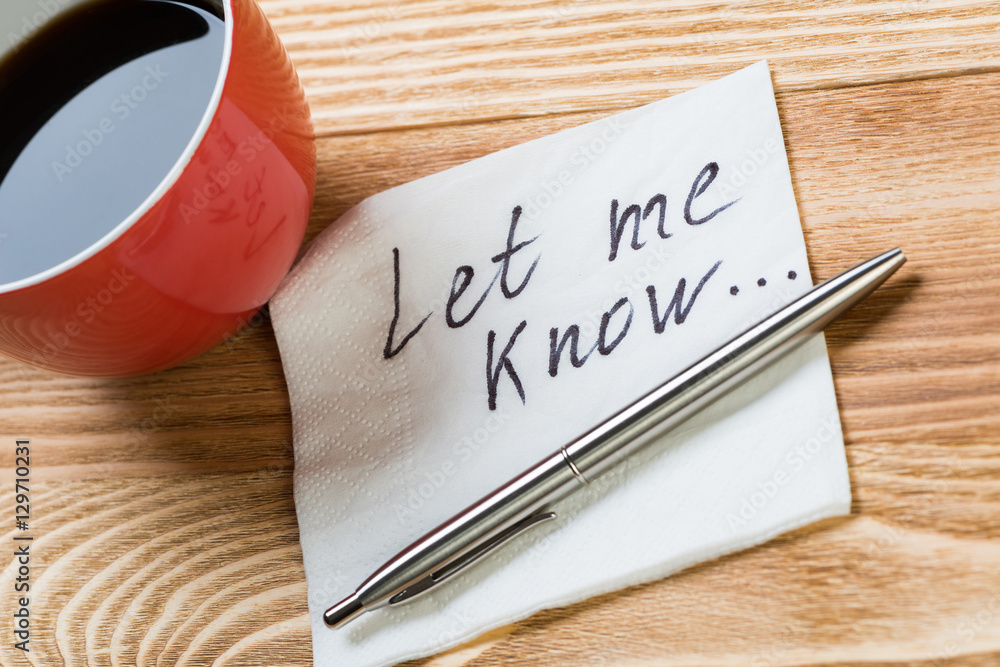 Romantic message written on napkin