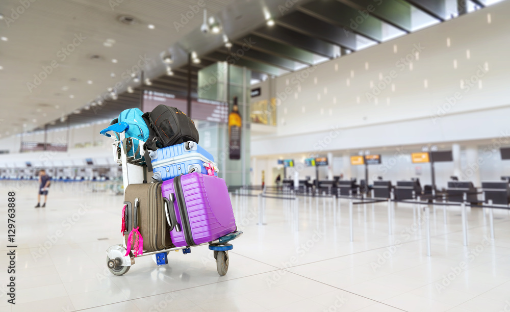 Airport luggage Trolley with suitcases