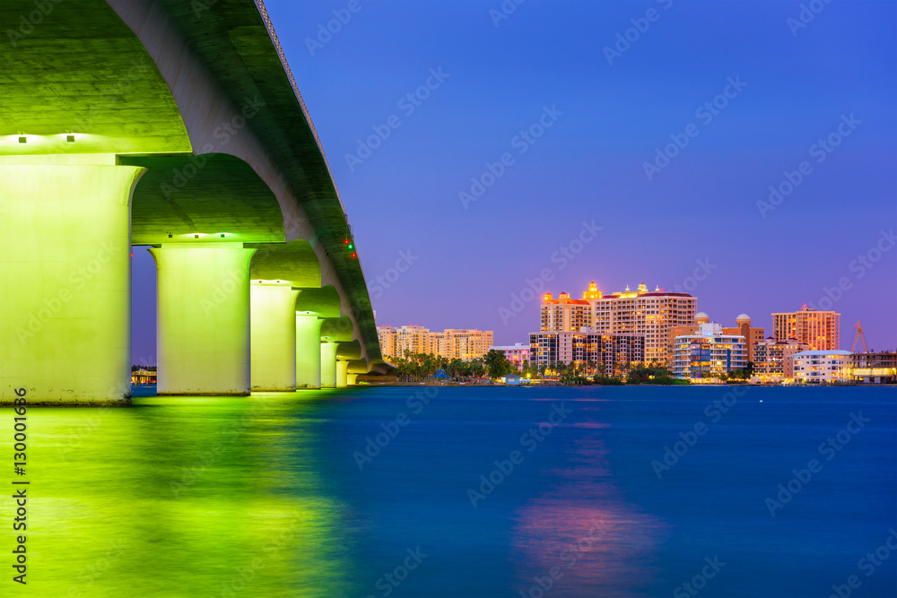 Sarasota, Florida, USA Skyline from Ringling Bridge.