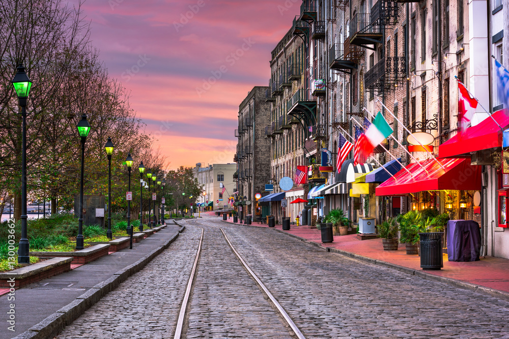 Savannah, Georgia, USA at River Street.