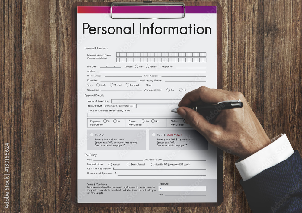 Personal Information Form Identity Concept