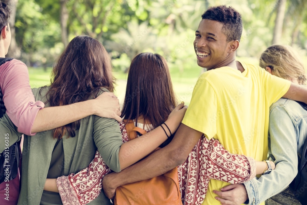 Diverse Group Young People Bonding Outdoors Concept