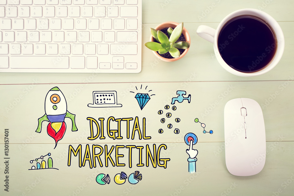 Digital Marketing concept with workstation