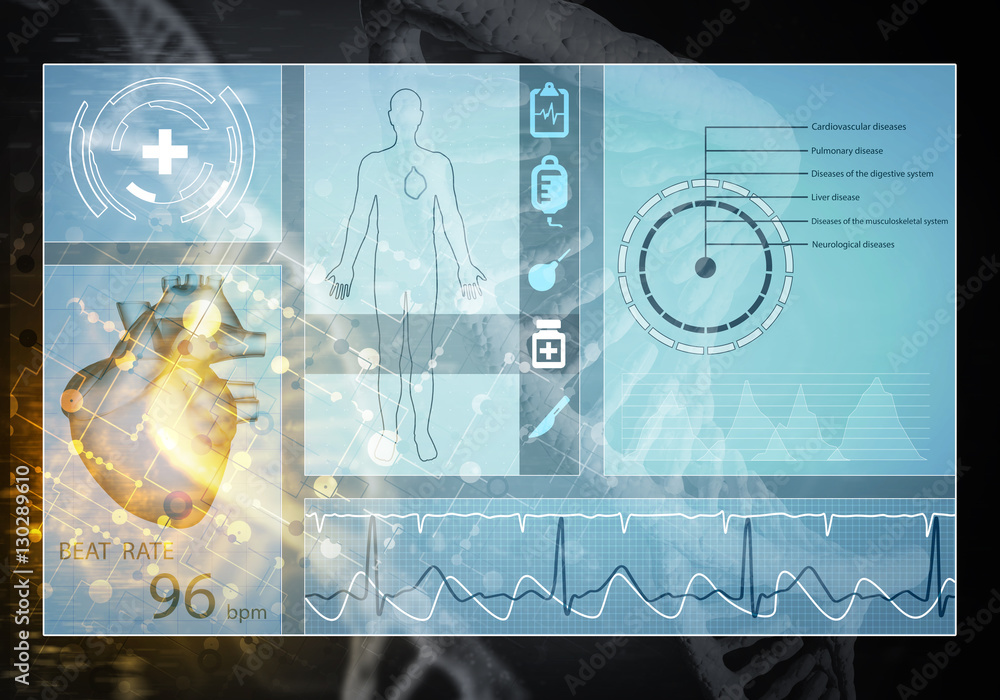 Medicine user interface, 3D rendering