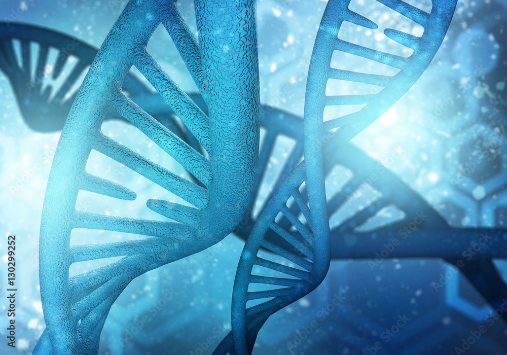 DNA molecules background, 3D rendering