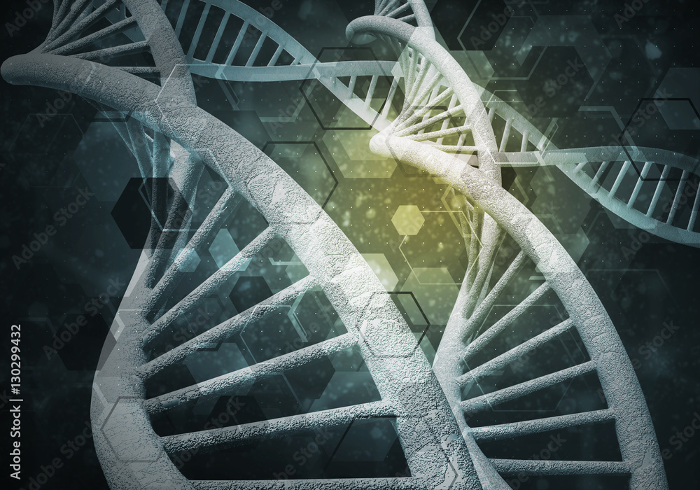 DNA molecules background, 3D rendering