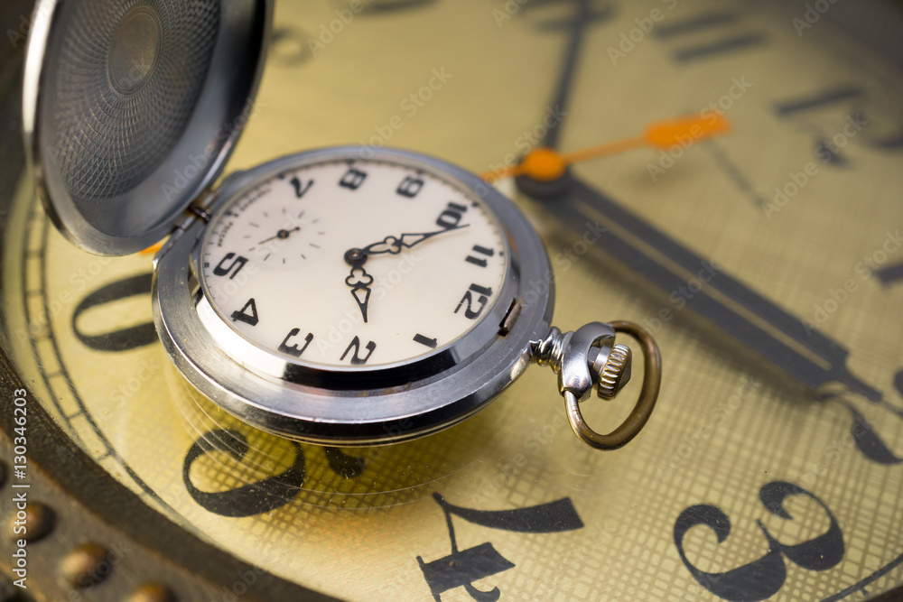 Pocket watches on the wall watches combination.