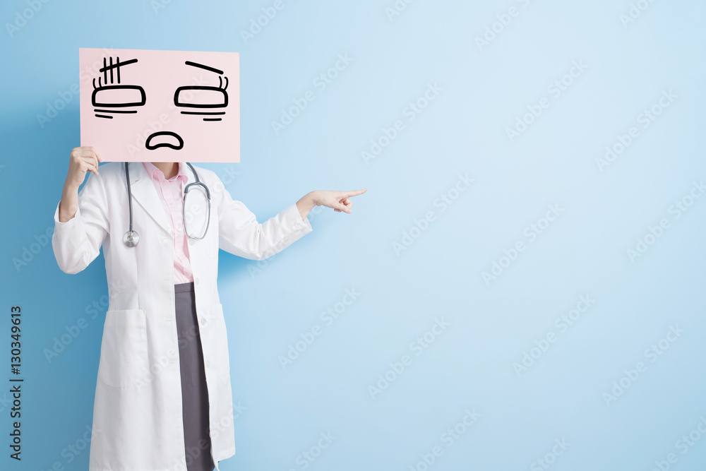 woman doctor take tired billboard