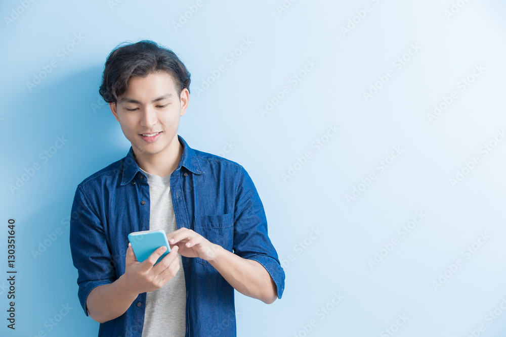 man student use phone