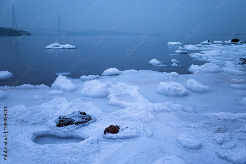 Winter sea and ice