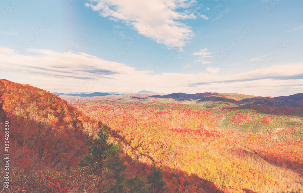 Blue Ridge Mountains in autumn in North Carolina