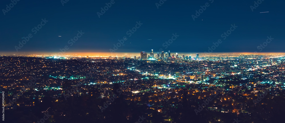 Los Angeles panoramic cityscape at night