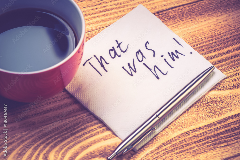 Romantic message written on napkin