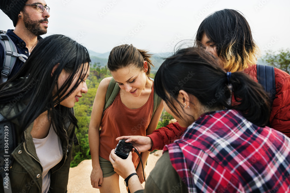 Checking Outdoors Camping Photos Concept