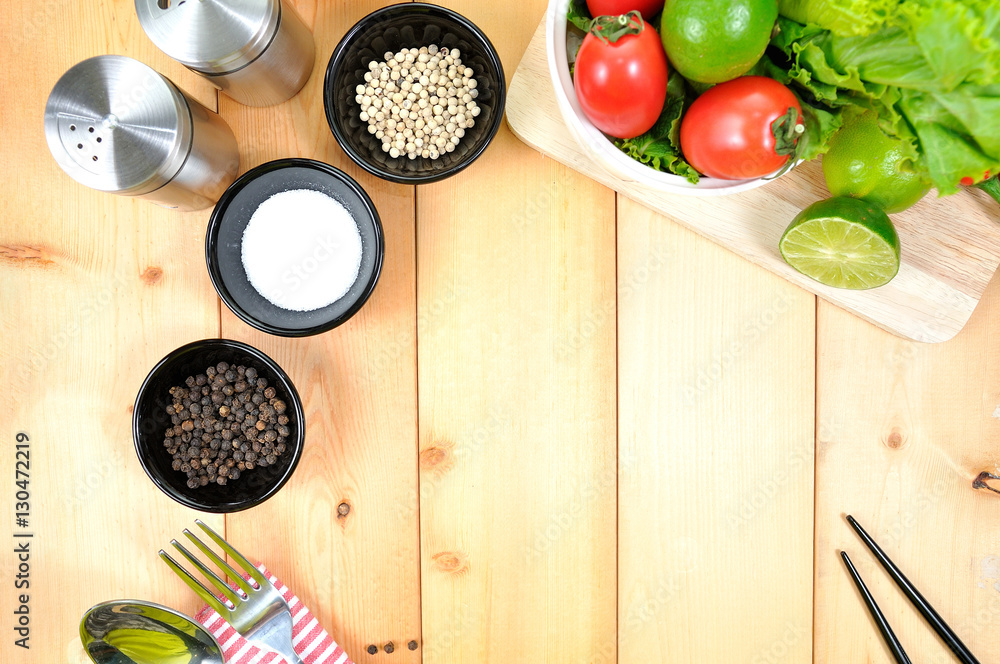 Food Seasoning and accessories setup for food stylist.