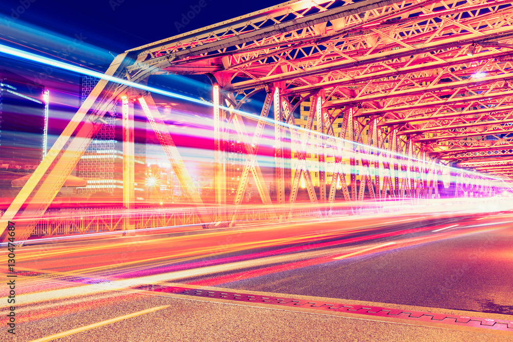 Shanghai Garden Bridge Traffic at night