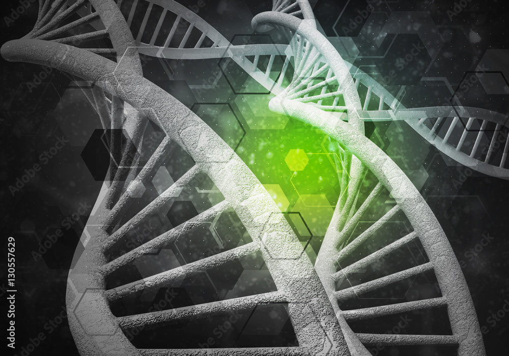 DNA molecules background, 3D rendering