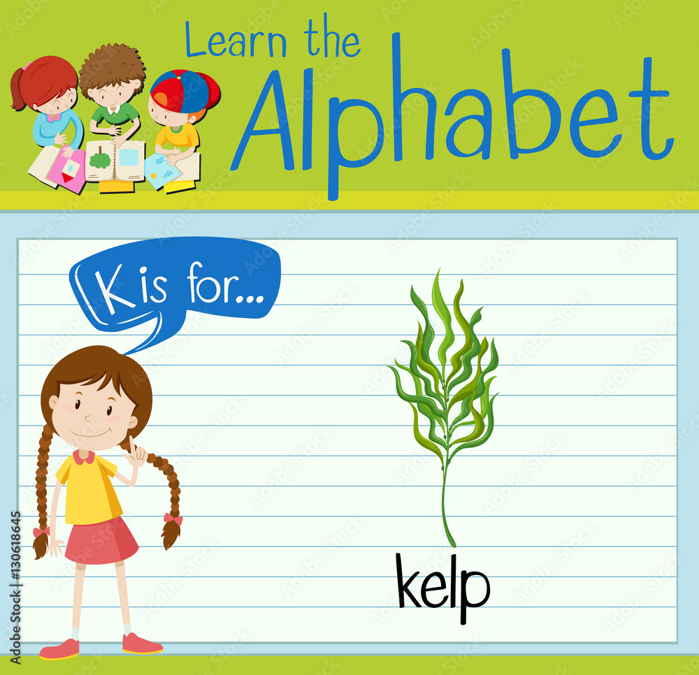 Flashcard letter K is for kelp