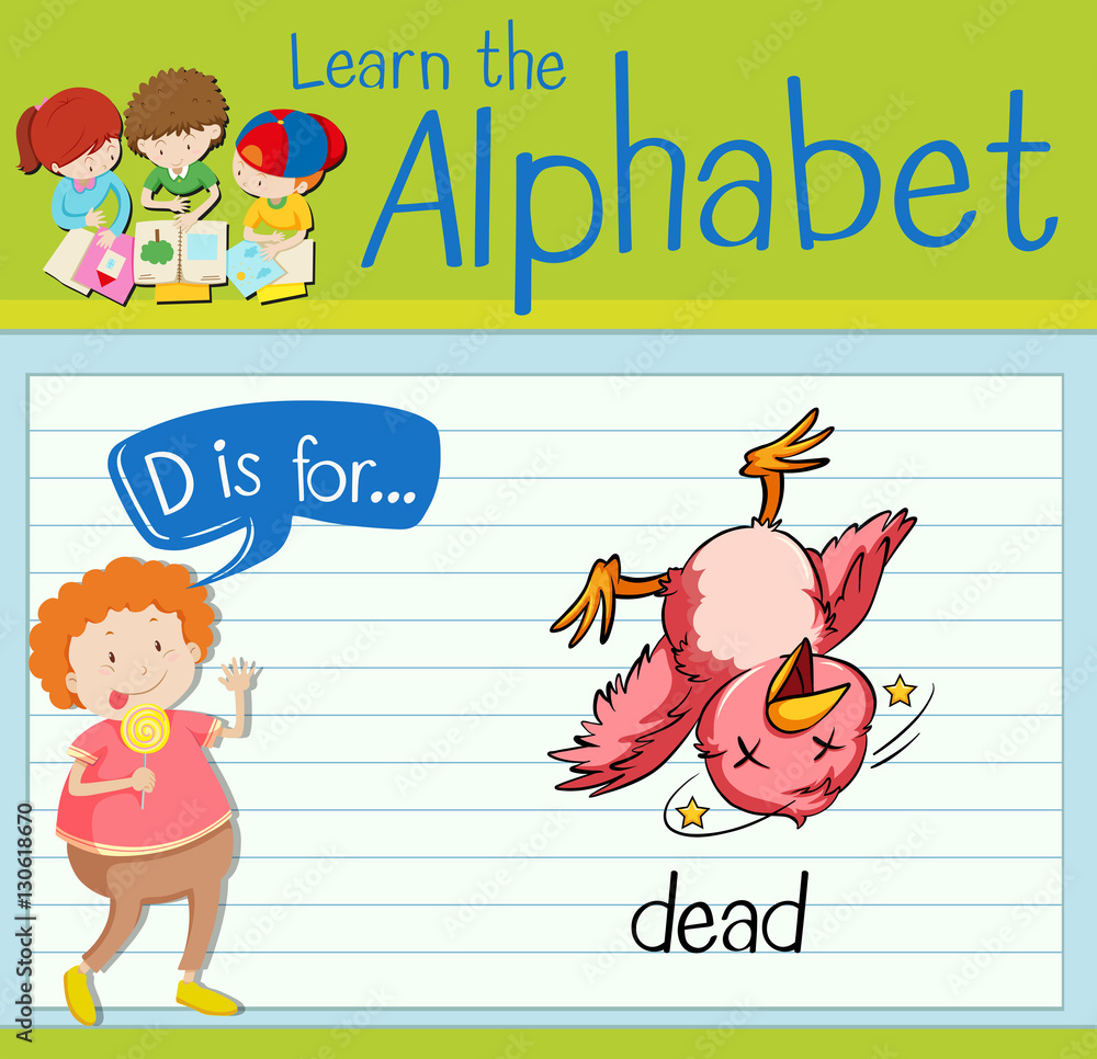 Flashcard letter D is for dead