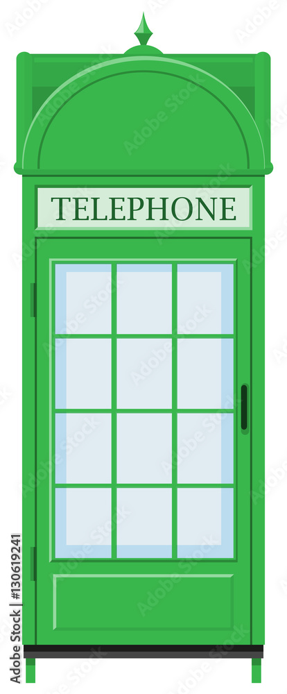 Classic design of telephone booth in green color