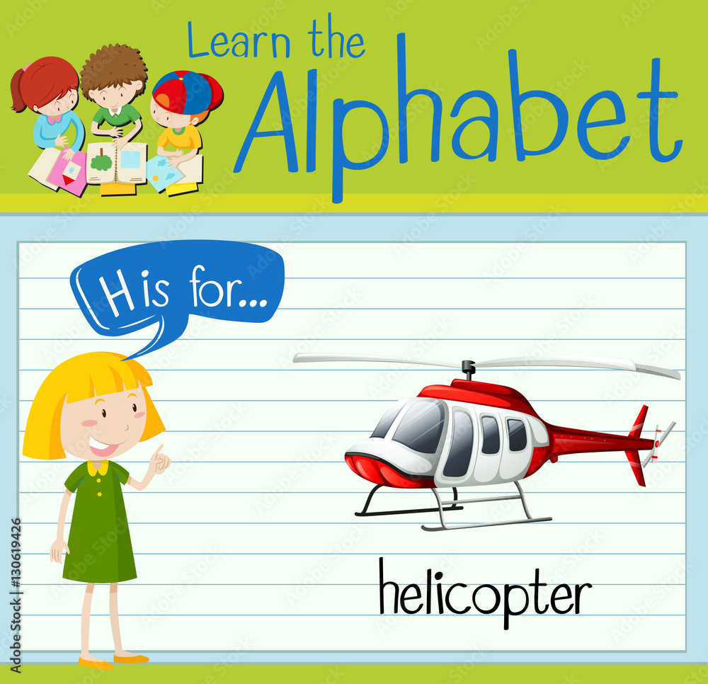 Flashcard letter H is for helicopter