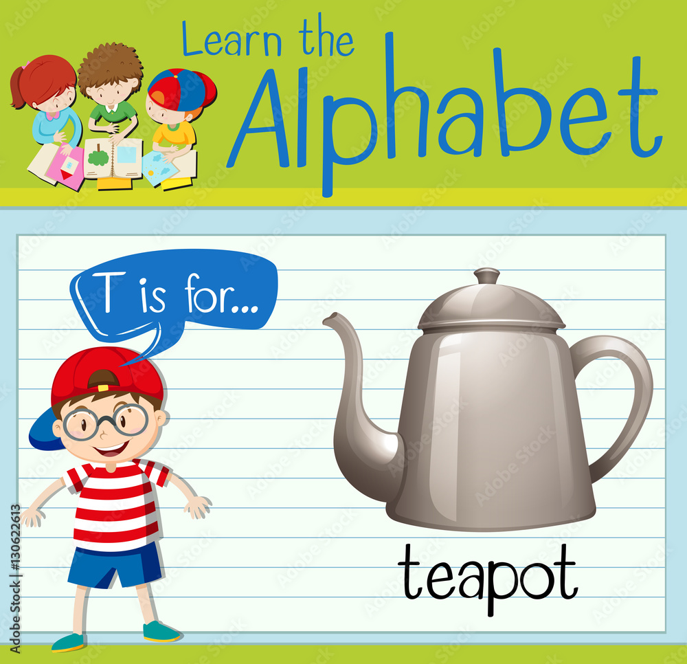 Flashcard letter T is for teapot