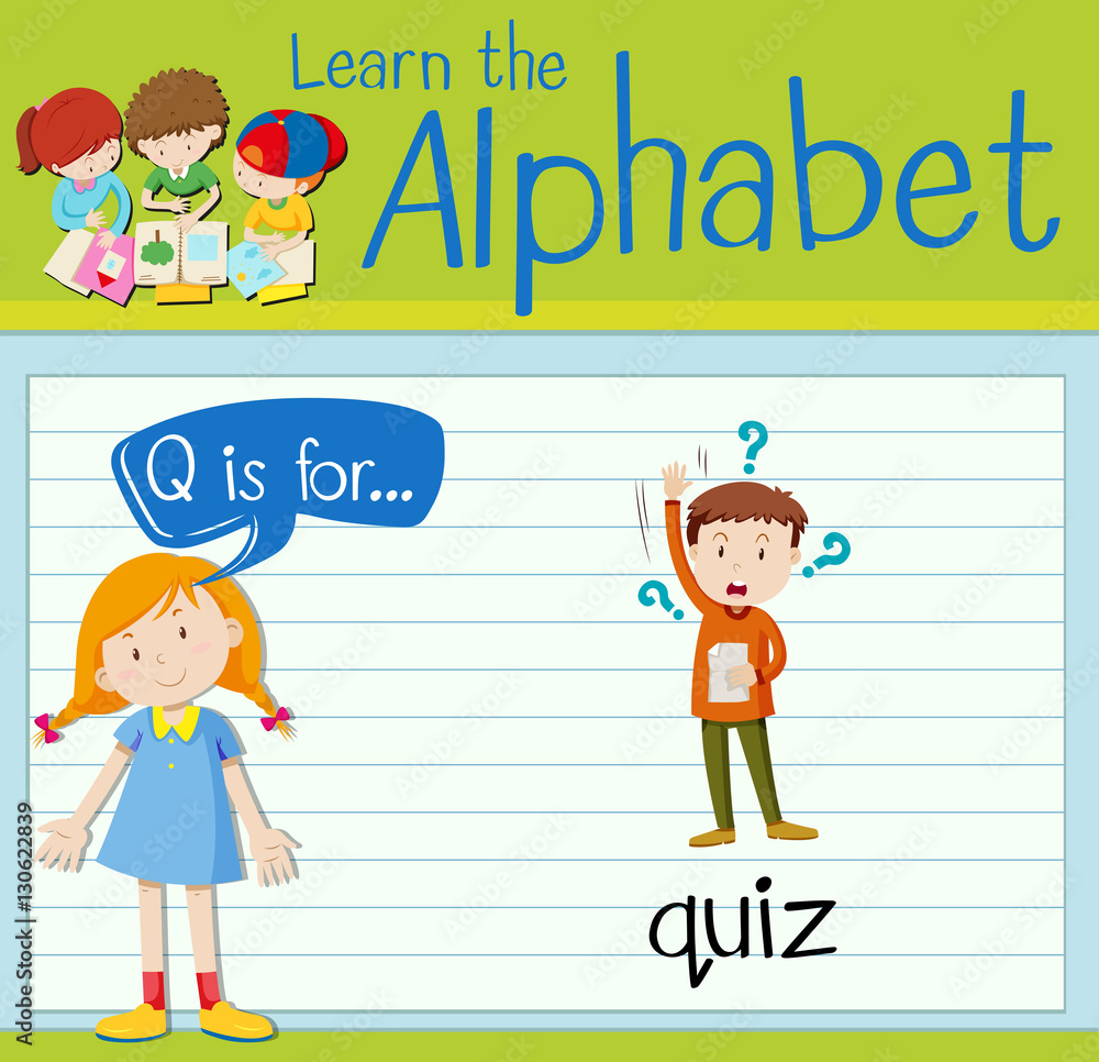 Flashcard letter Q is for quiz