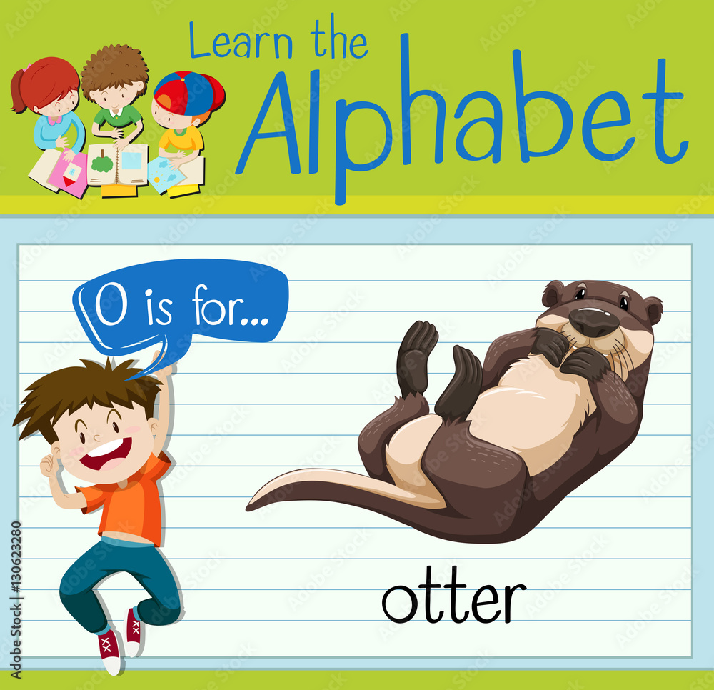 Flashcard letter O is for otter