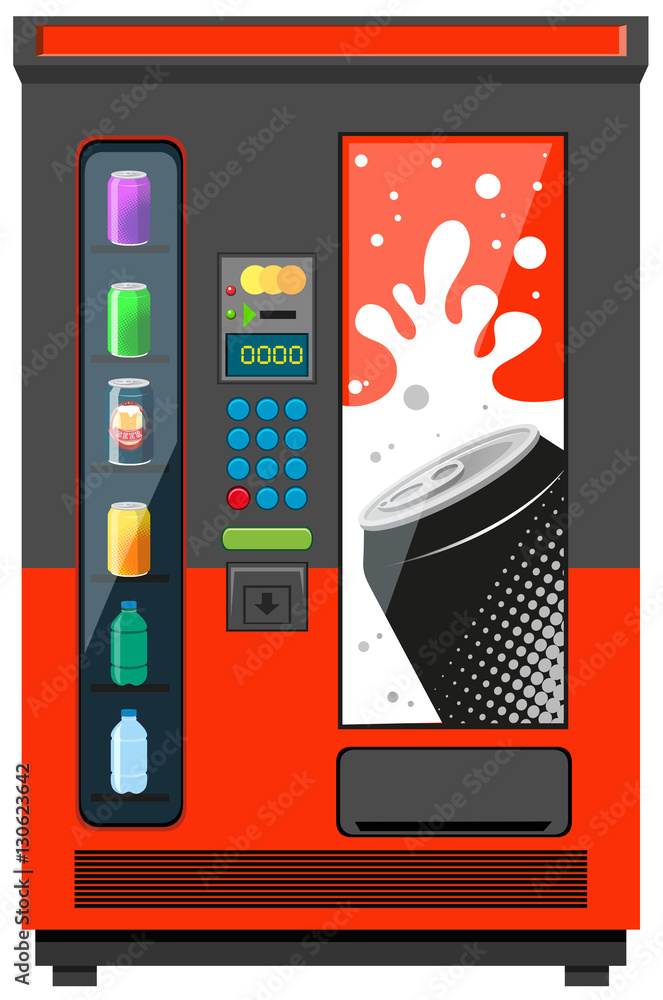 Vending machine with soft drinks