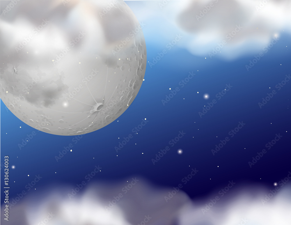 Background template with fullmoon at night