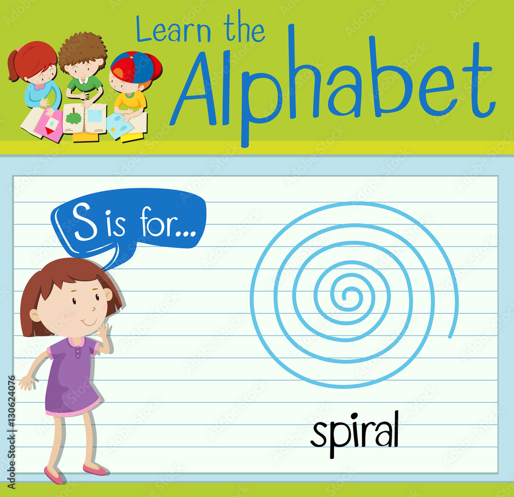 Flashcard letter S is for spiral