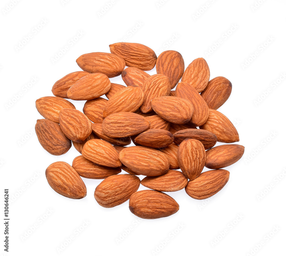 Almonds isolated on white background