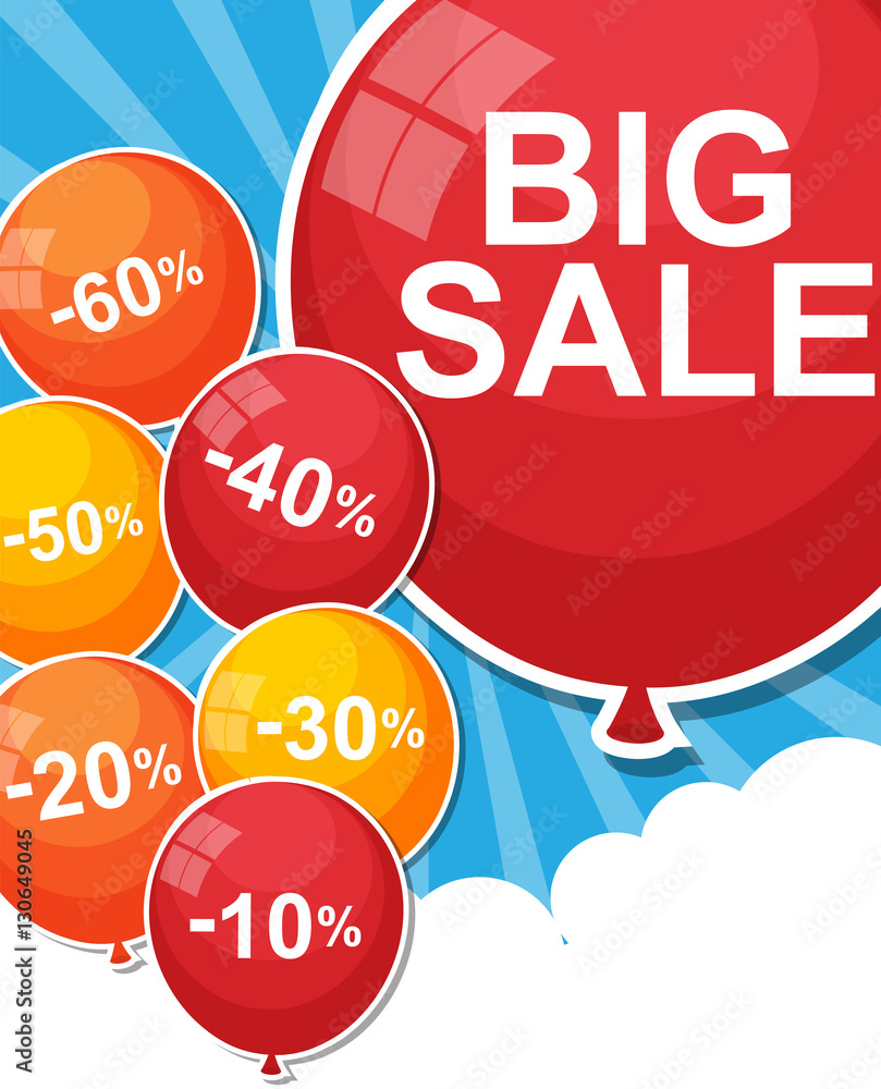 Sale Balloon Concept of Discount. Vector Illustration