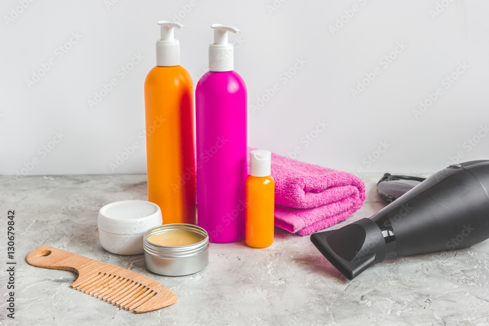 cosmetics for women hair care and spa in bathroom