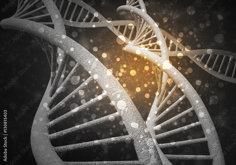 DNA molecules background, 3D rendering