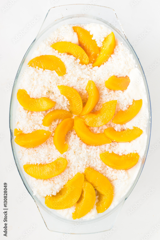 Peach with grated coconut