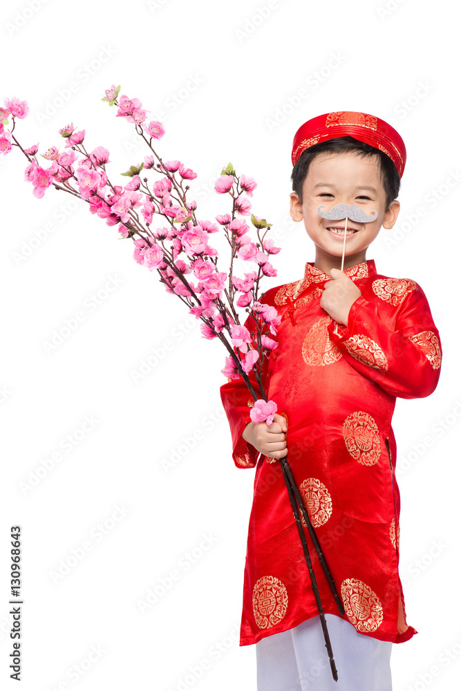 Asian boy in Ao Dai Dress