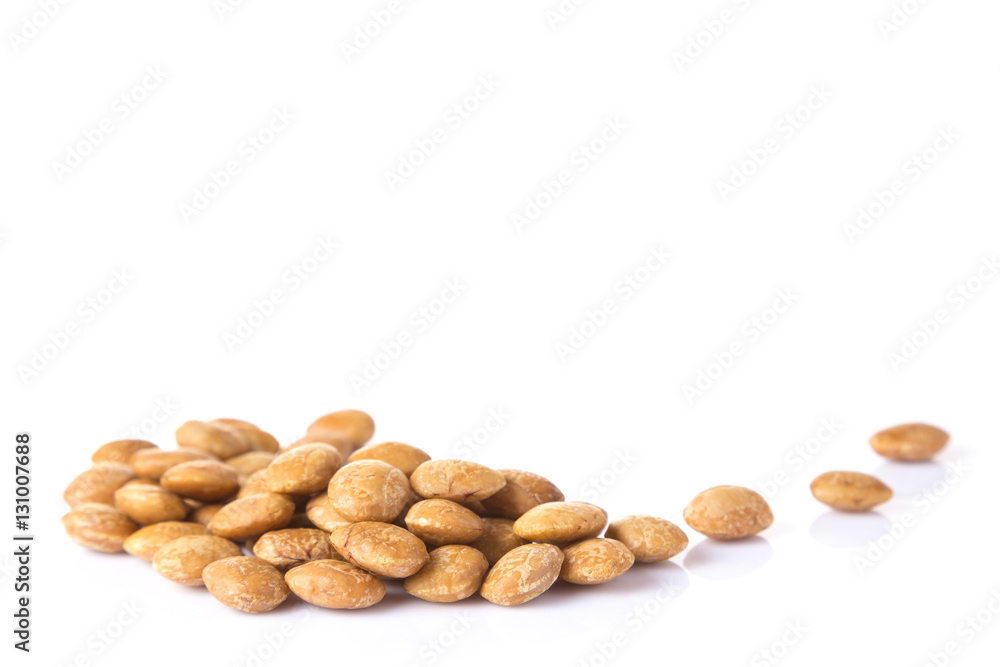 Sacha Inchi roasted seed nuts on white table and background