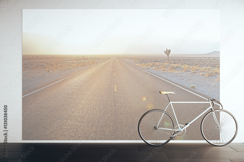 Bike in room with road picture