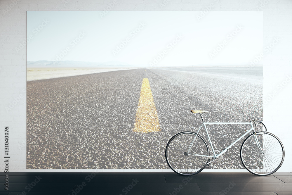 Bicycle in room with road picture