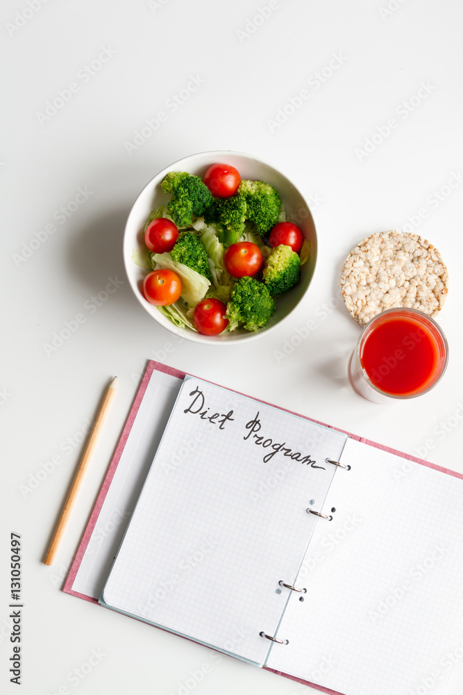 概念饮食，蔬菜减肥计划俯视模型