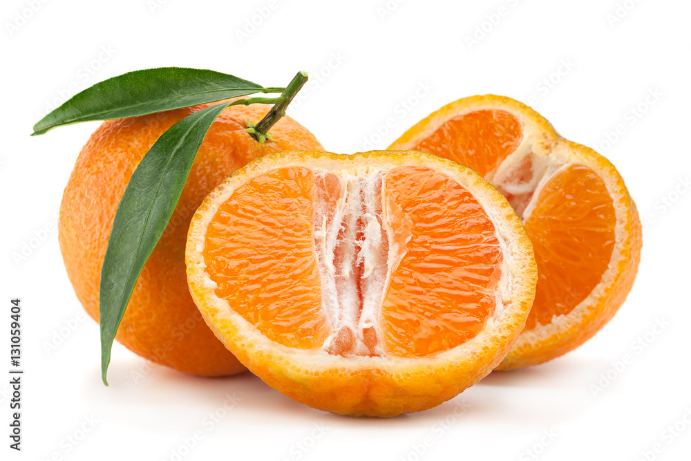 Tangerine tropical fruit on white