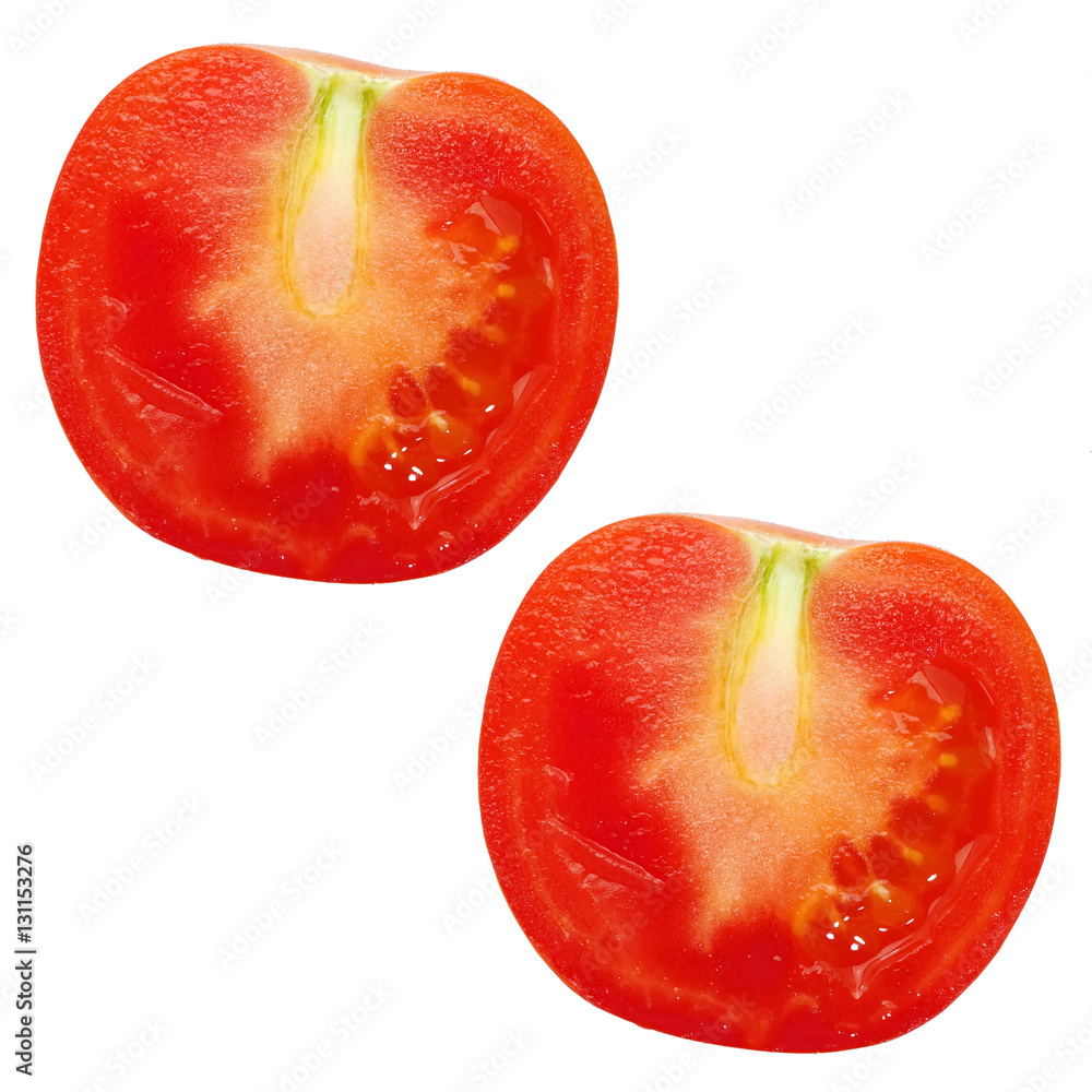 fresh slice cherry tomato isolated on a white background..