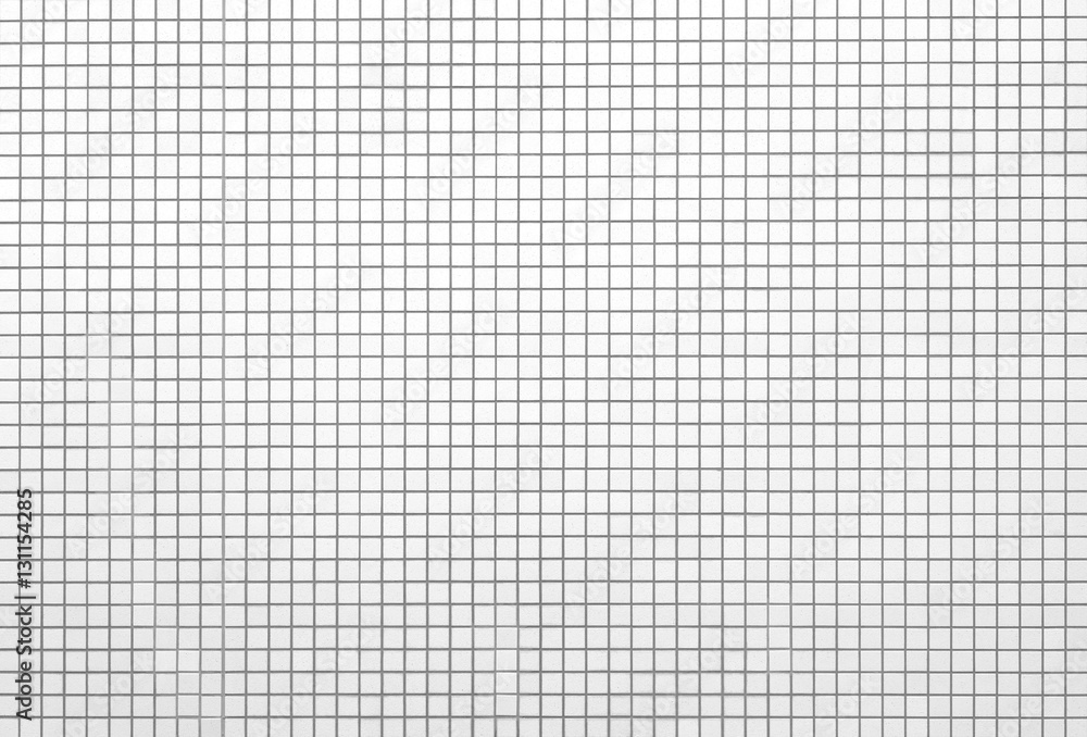 White mosaic tiles abstract background and texture or White tile wall background..