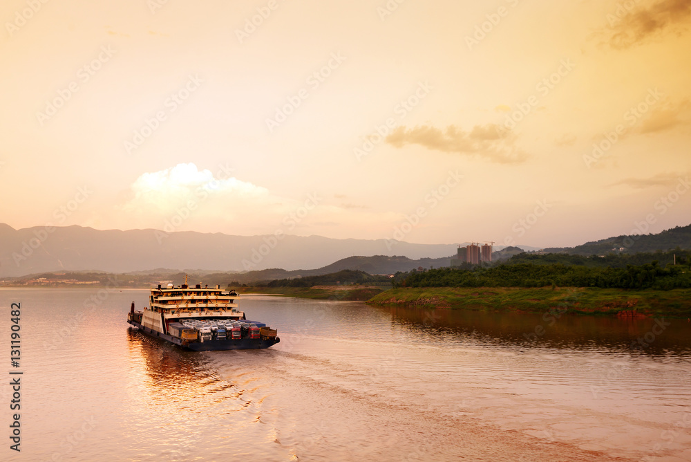 China and the Yangtze River cargo ship