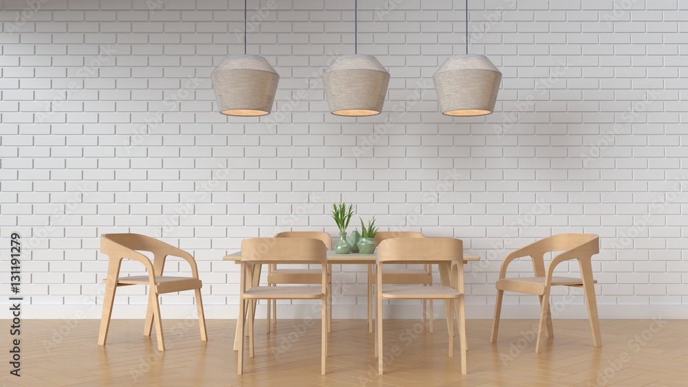 Working and Dining set Modern on white background,3D rendering