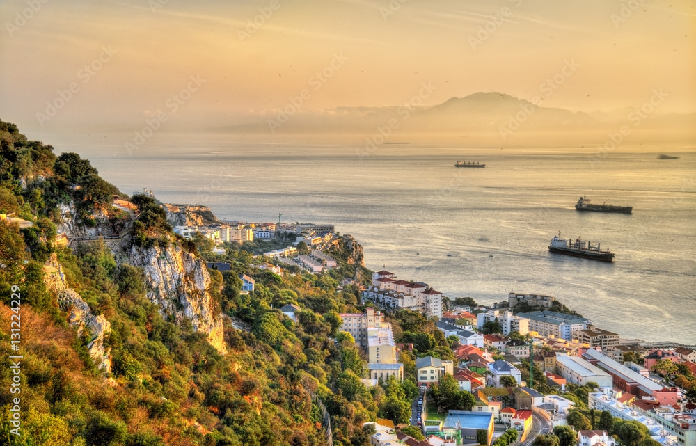 View from the Rock of Gibraltar towards Morocco