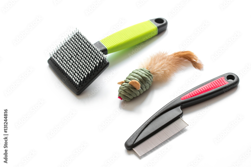 concept pet care and grooming on white background